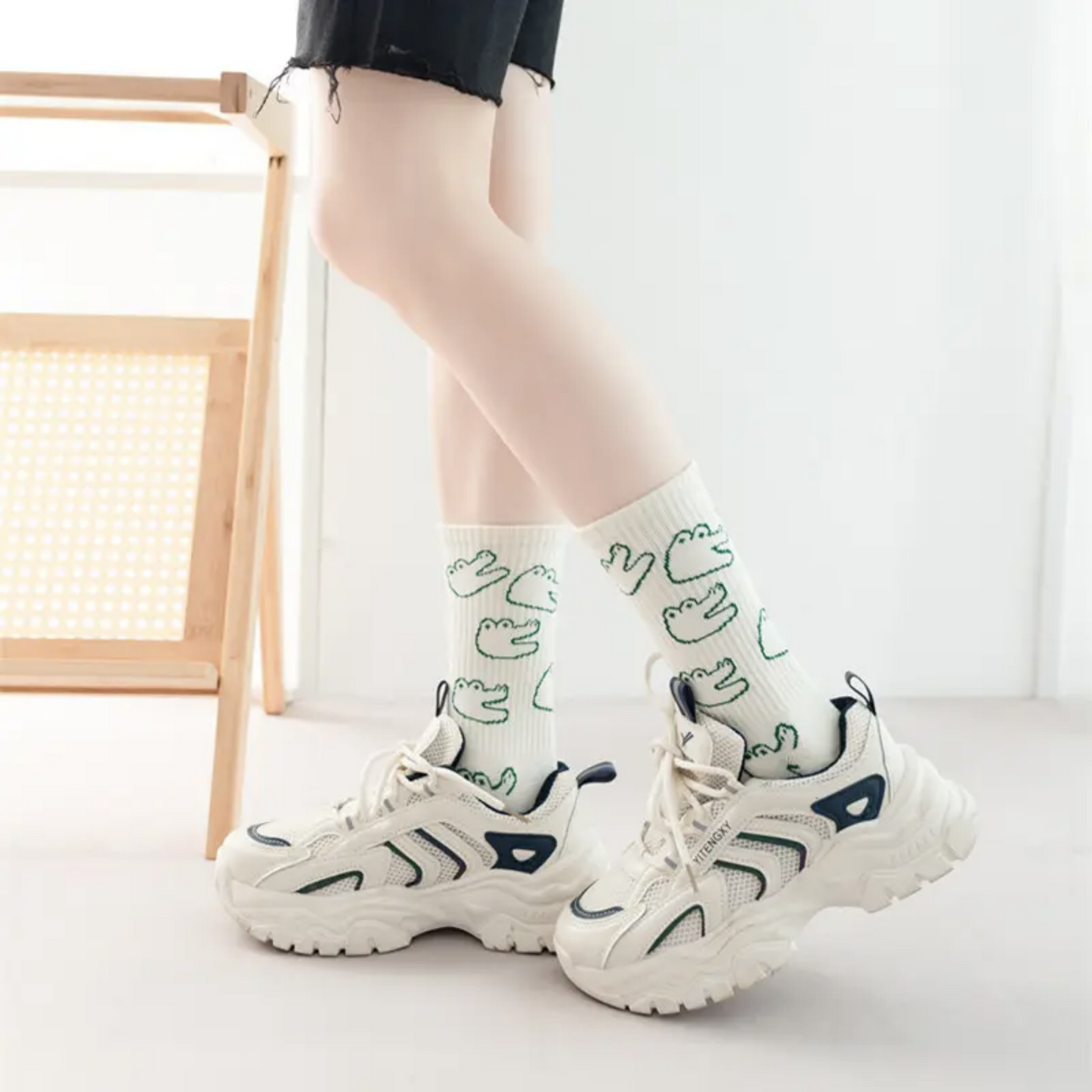 Crocodile Happy Socks - Busy Ferns