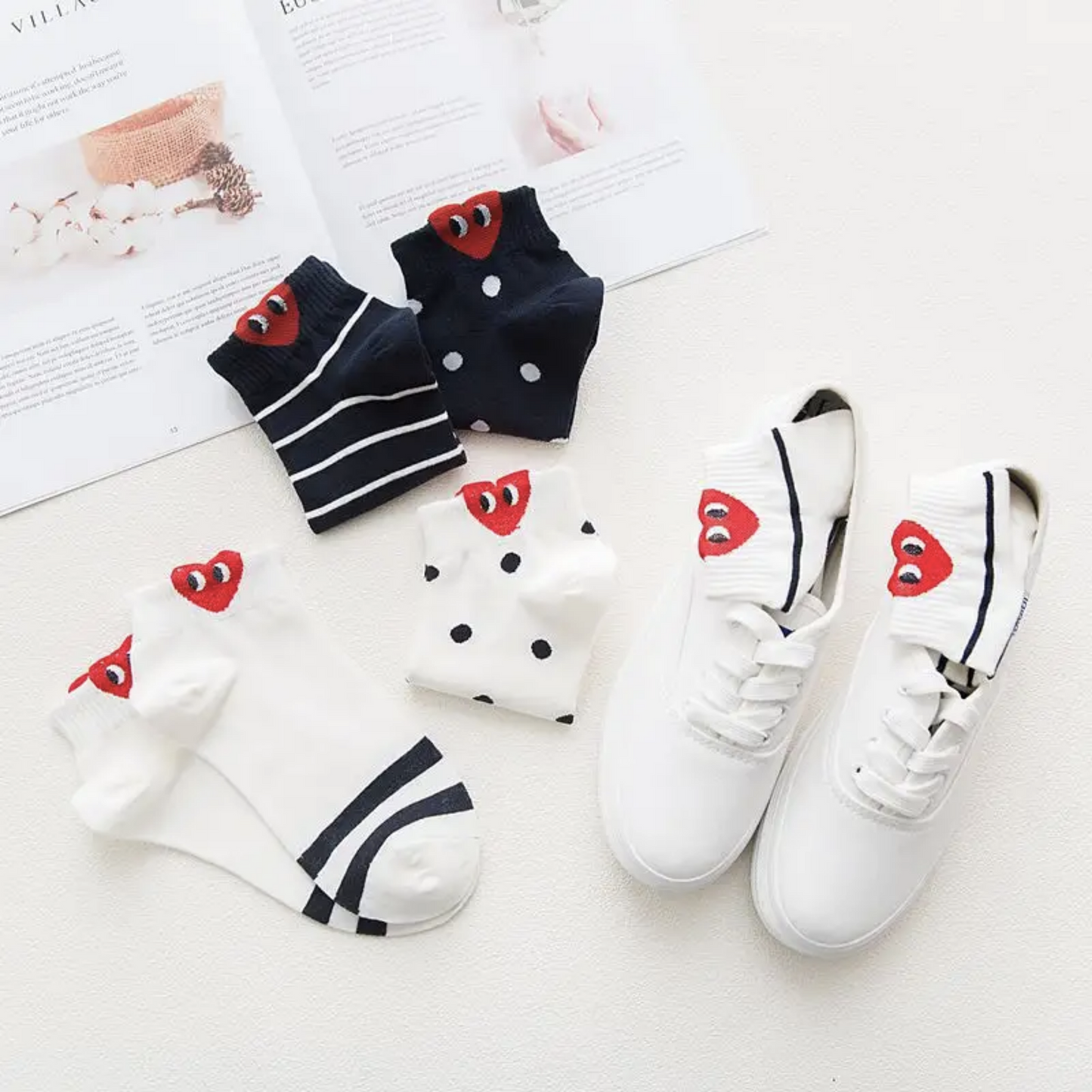 Heart Eyes Socks - Busy Ferns