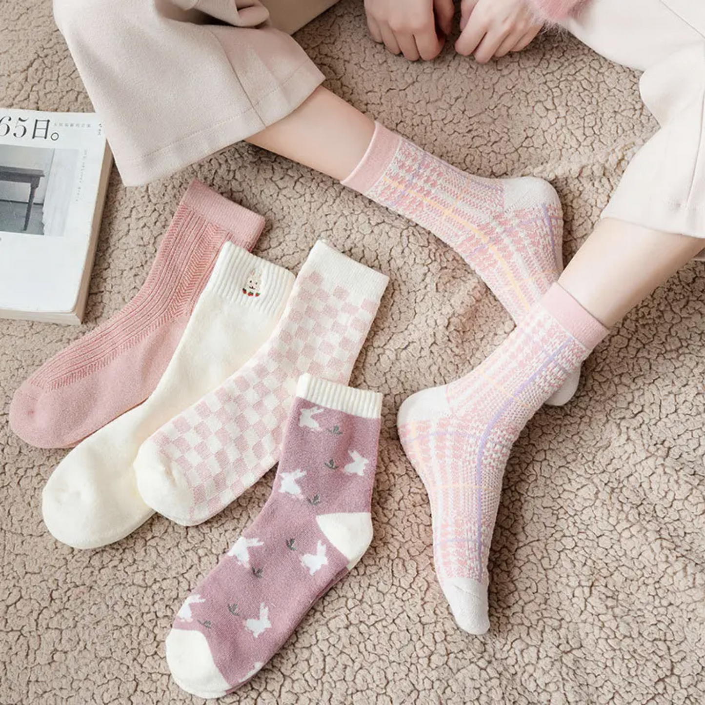 Pink Fantasy Socks - Busy Ferns