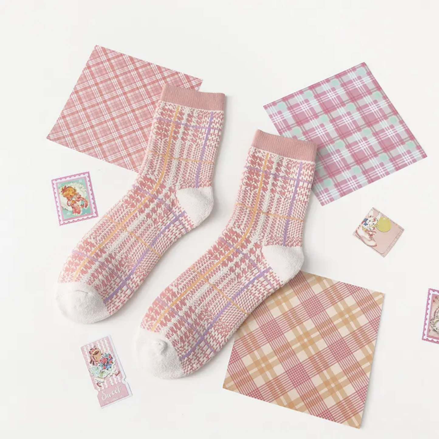 Pink Fantasy Socks - Busy Ferns