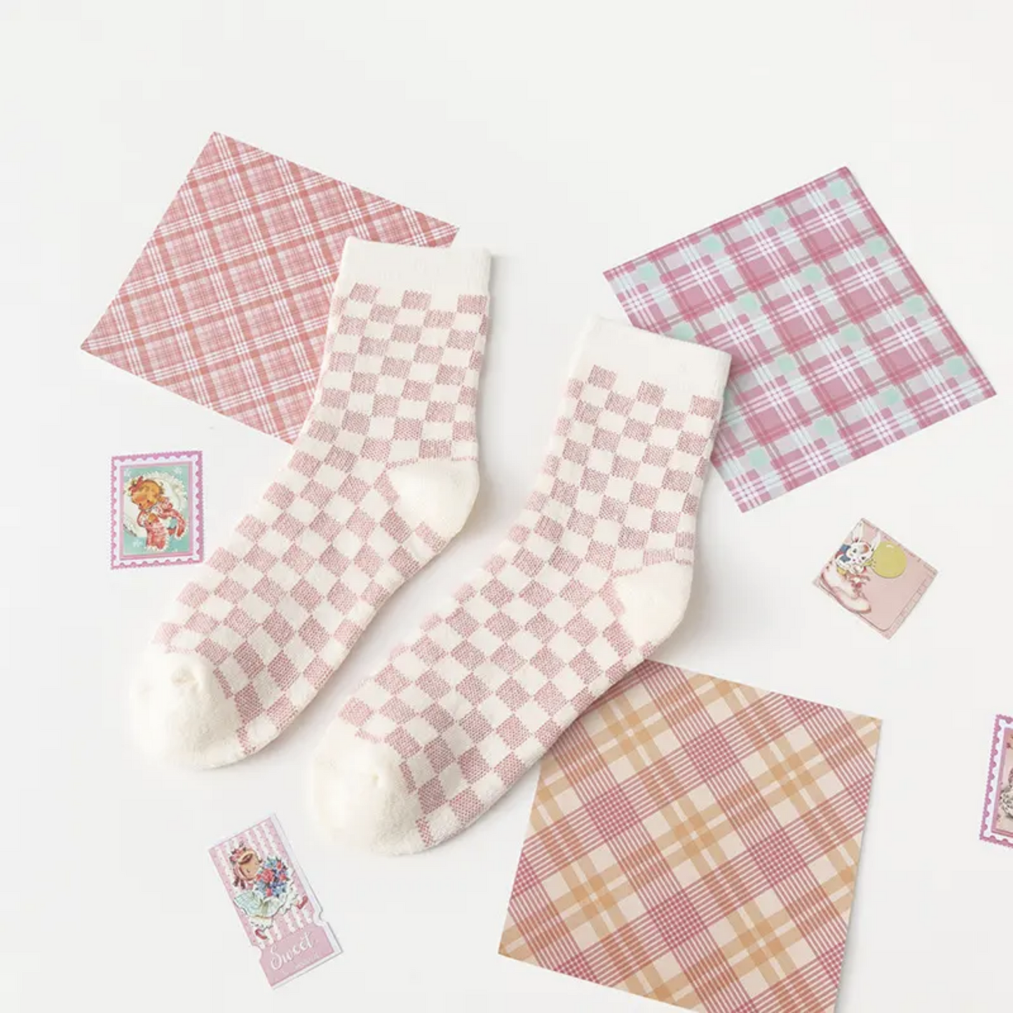 Pink Fantasy Socks - Busy Ferns