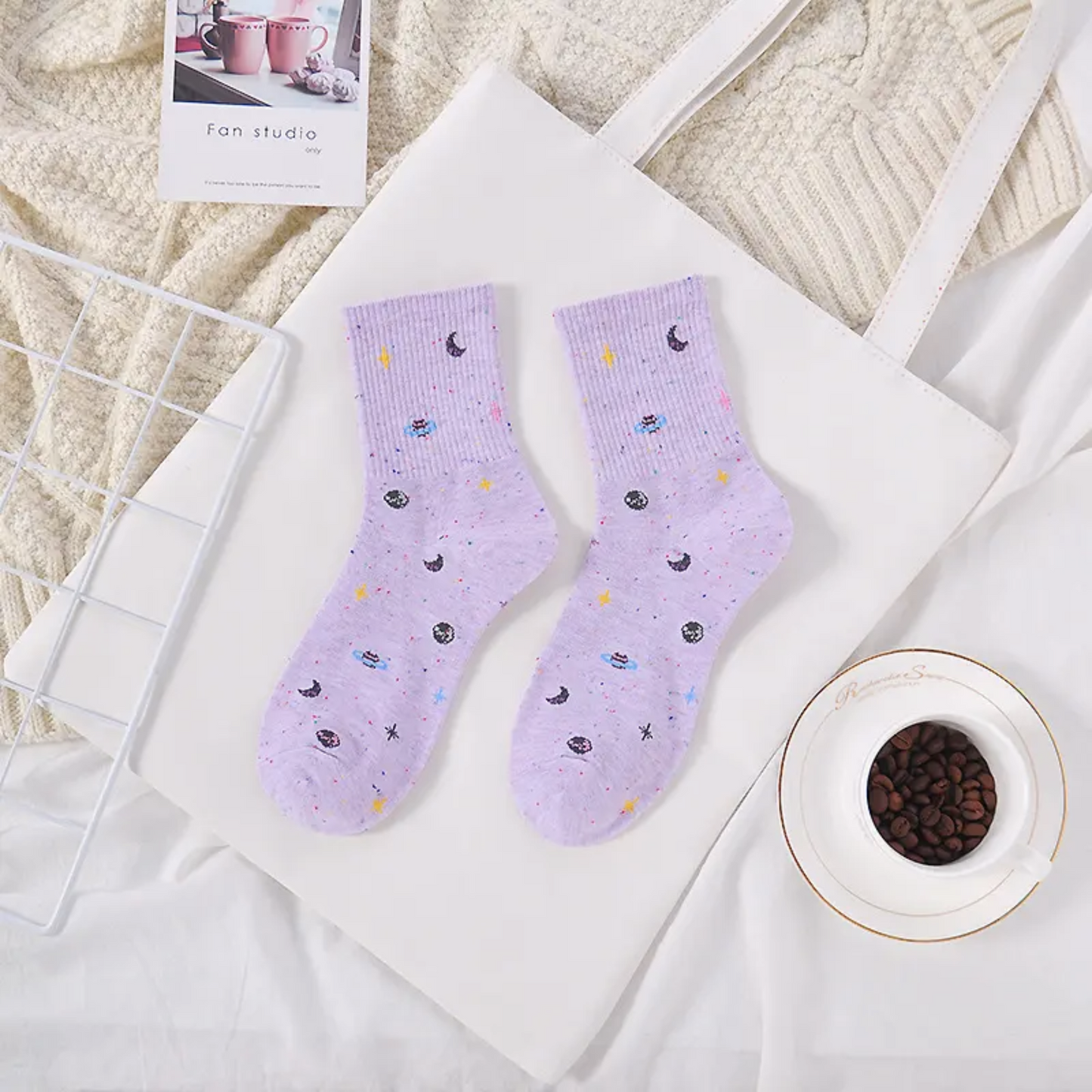 Space Socks - Busy Ferns