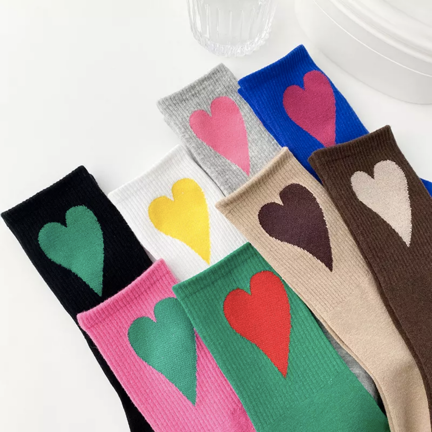 Colourful Heart Socks - Busy Ferns
