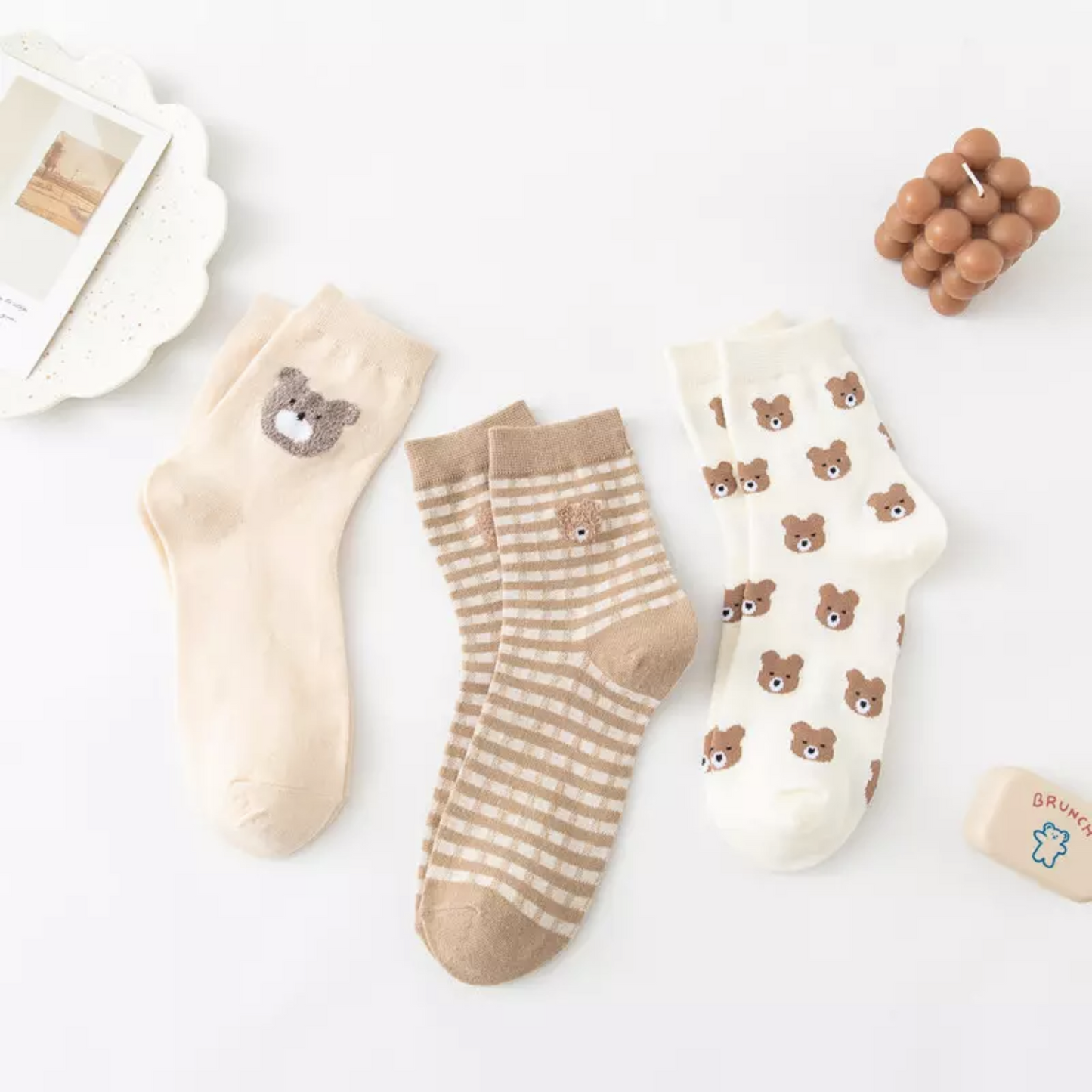 Teddy Bear Socks - Busy Ferns
