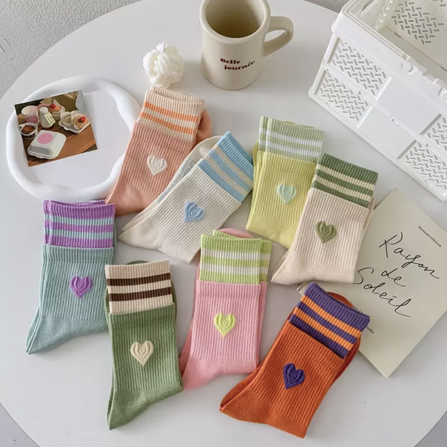 Sweet Heart Embroidered Socks - Busy Ferns