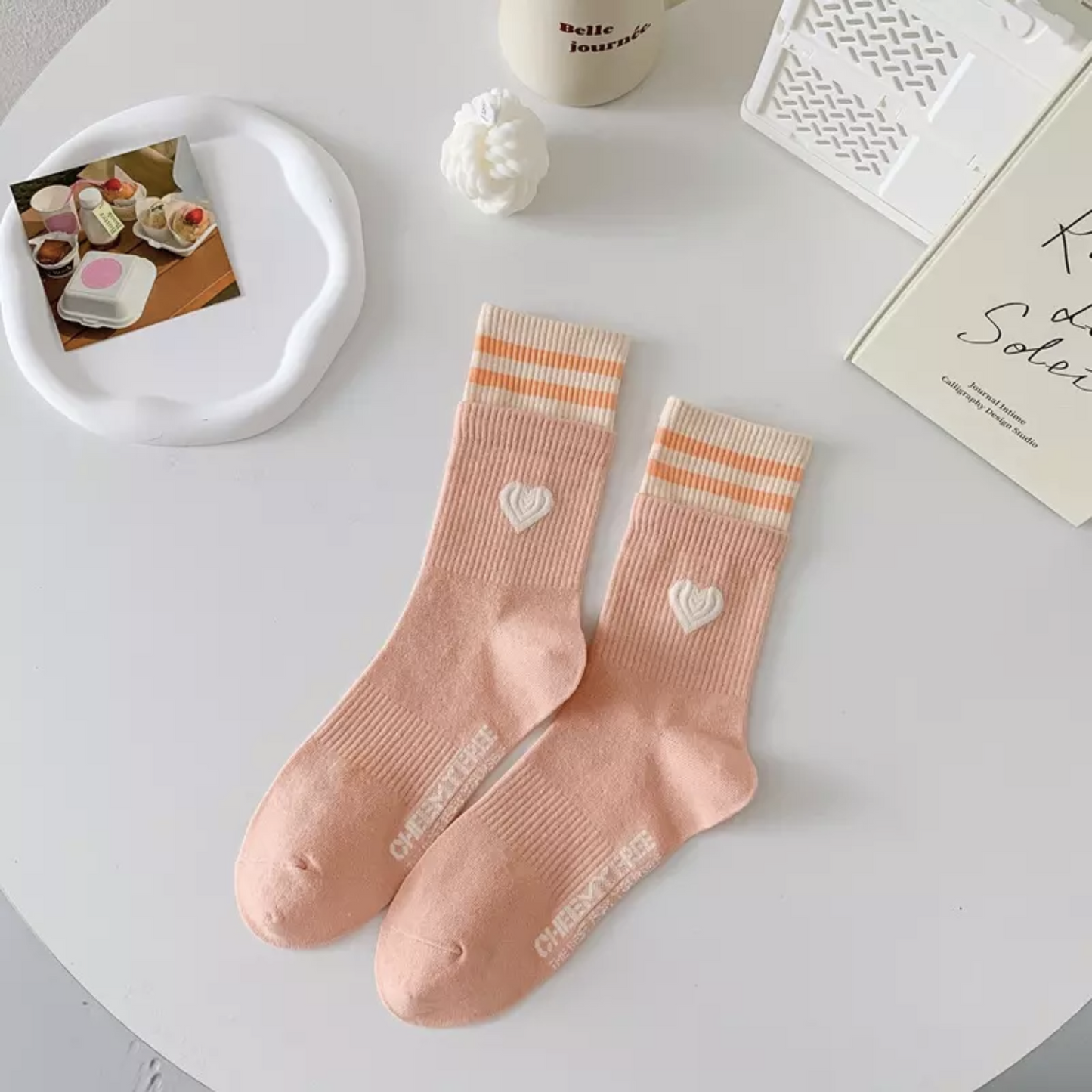 Sweet Heart Embroidered Socks - Busy Ferns