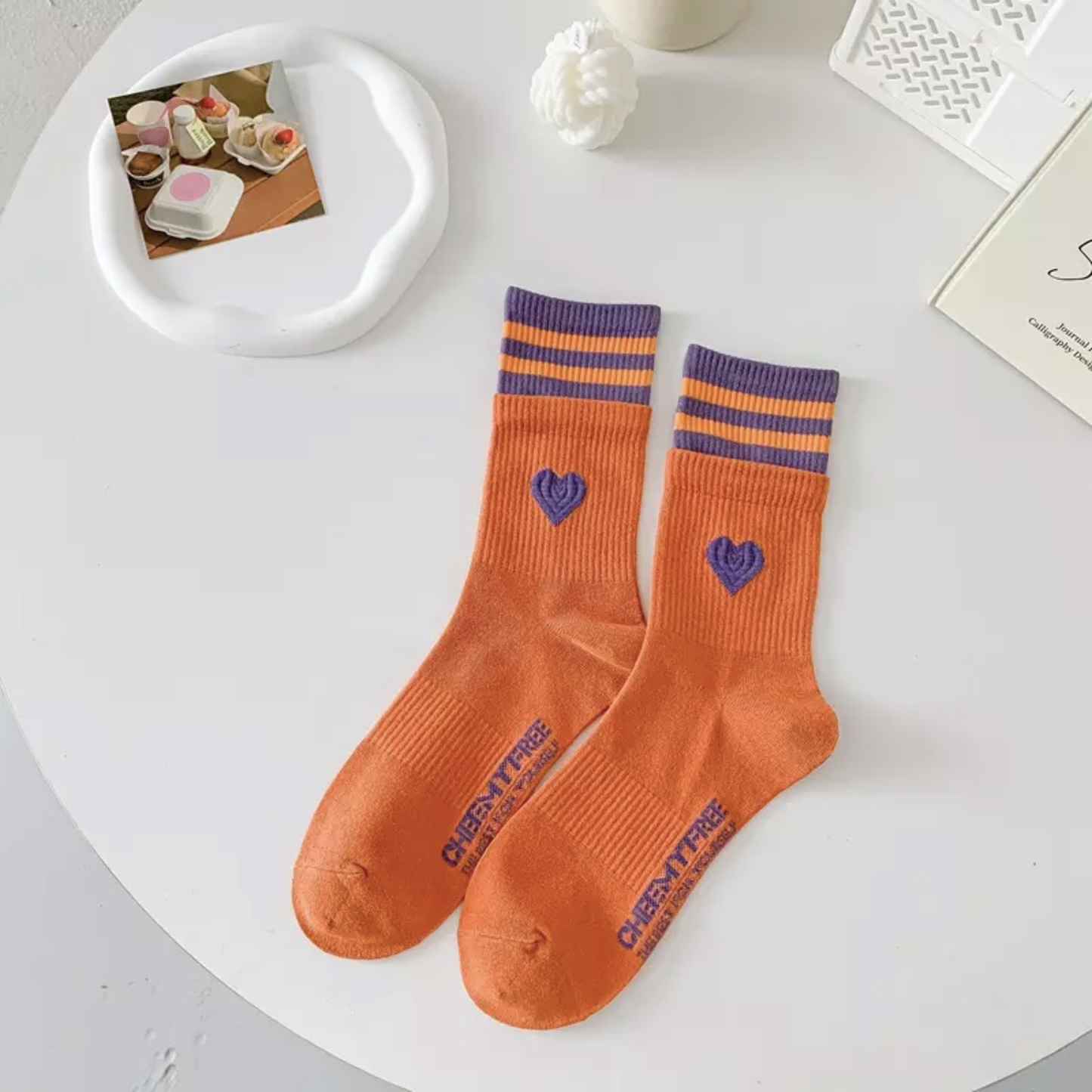 Sweet Heart Embroidered Socks - Busy Ferns