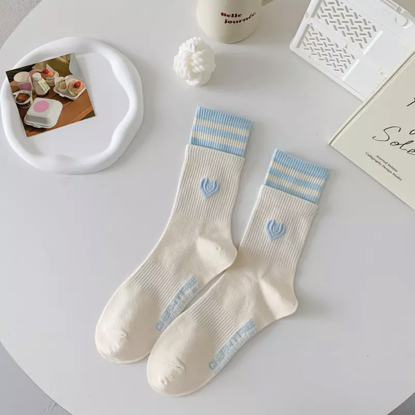 Sweet Heart Embroidered Socks - Busy Ferns
