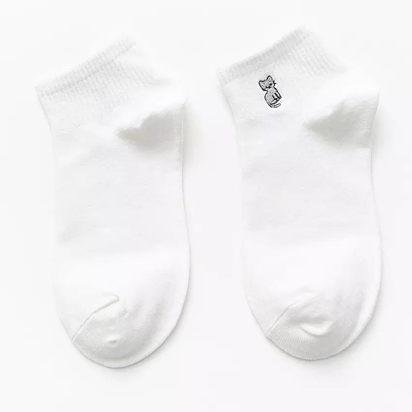 Embroidered Animals Socks - Busy Ferns