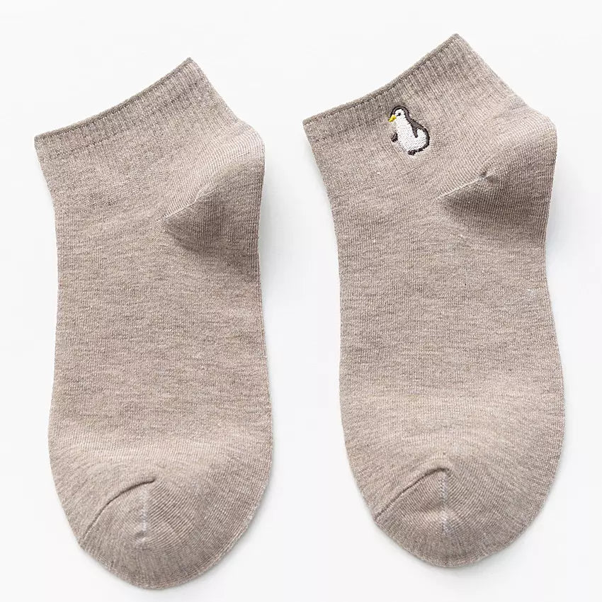 Embroidered Animals Socks - Busy Ferns