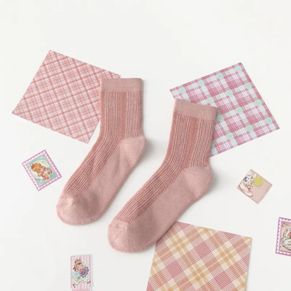 Pink Fantasy Socks - Busy Ferns