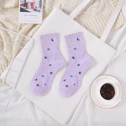 Space Socks - Busy Ferns