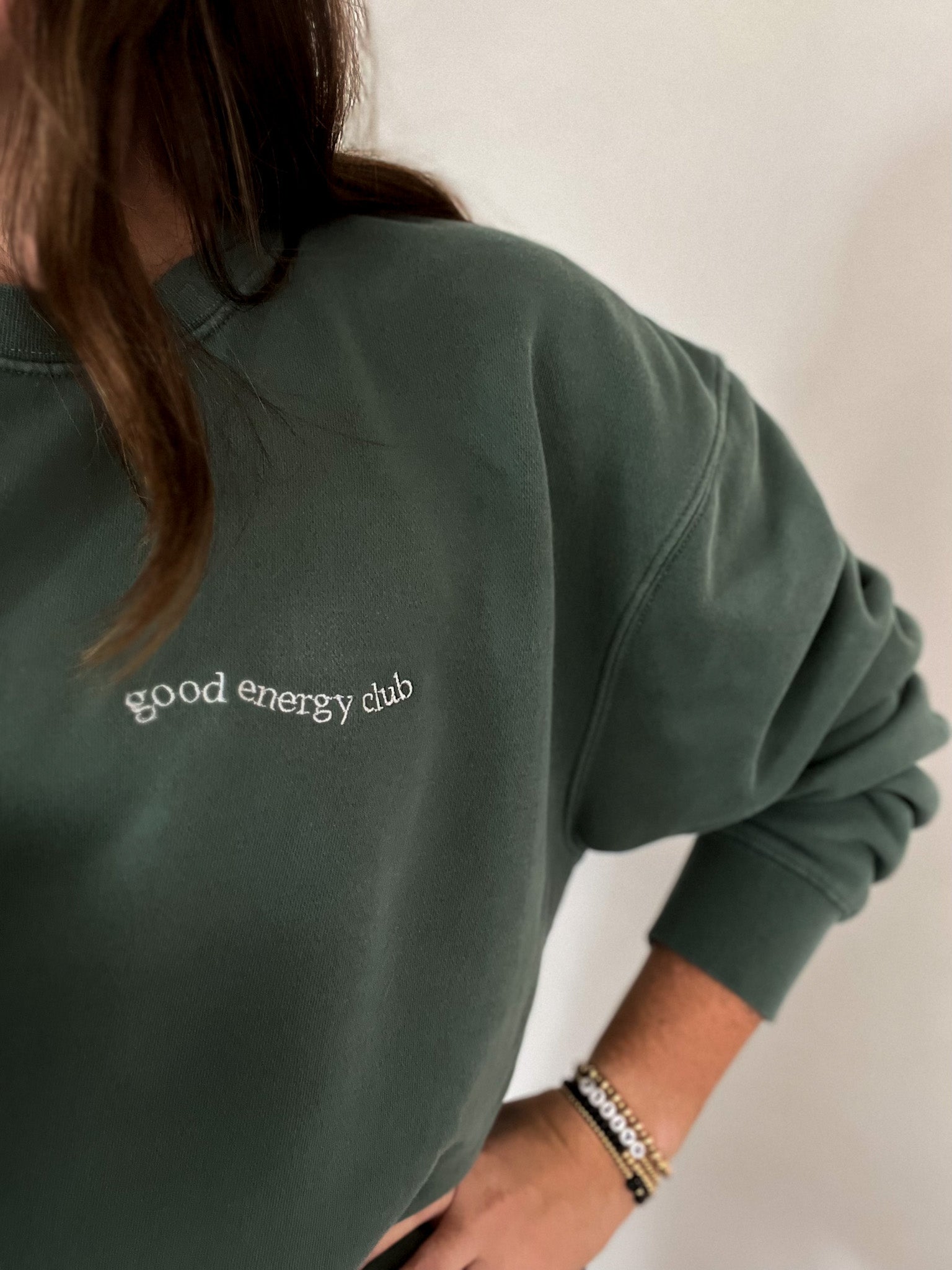 Good Energy Club Embroidered Sweater - Busy Ferns