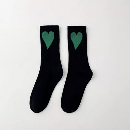 Colourful Heart Socks - Busy Ferns