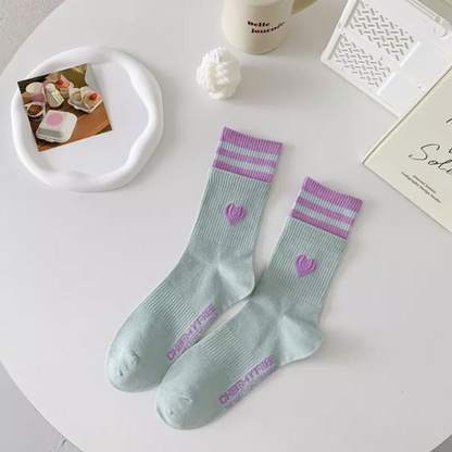 Sweet Heart Embroidered Socks - Busy Ferns