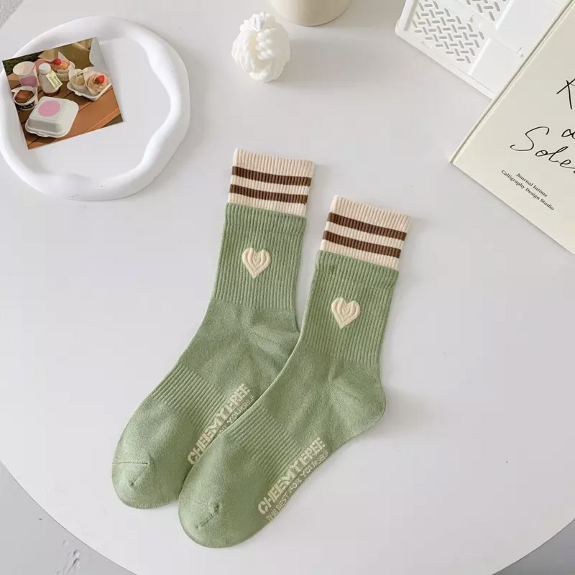 Sweet Heart Embroidered Socks - Busy Ferns