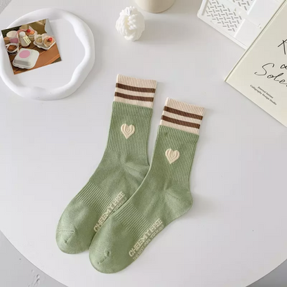 Sweet Heart Embroidered Socks - Busy Ferns