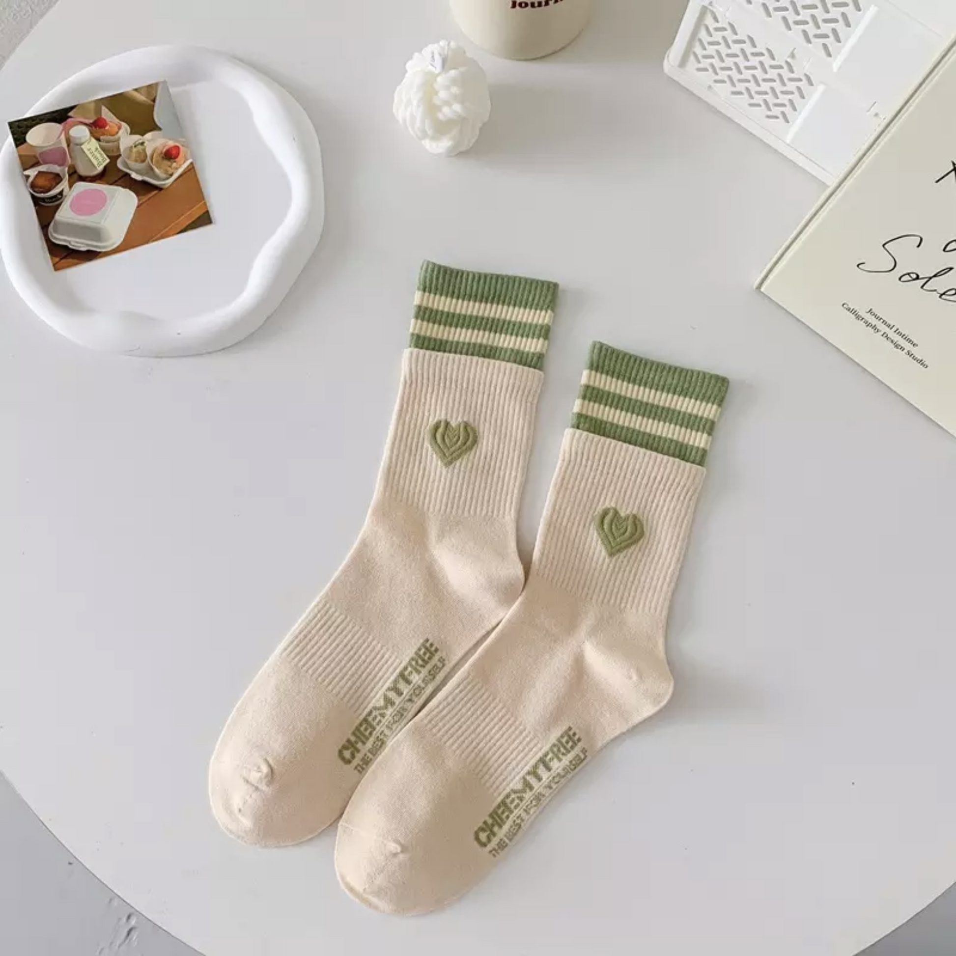 Sweet Heart Embroidered Socks - Busy Ferns