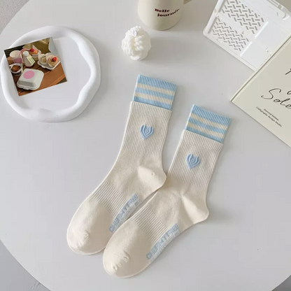 Sweet Heart Embroidered Socks - Busy Ferns