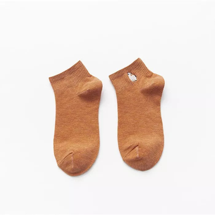 Embroidered Animals Socks - Busy Ferns