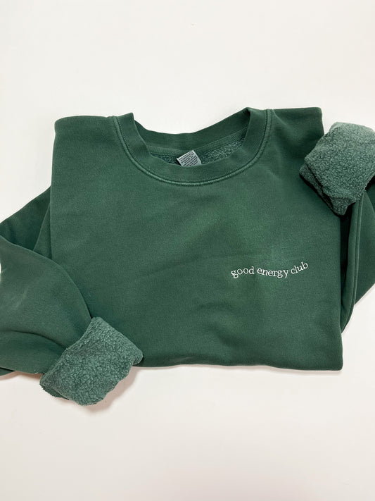 Good Energy Club Embroidered Sweater - Busy Ferns